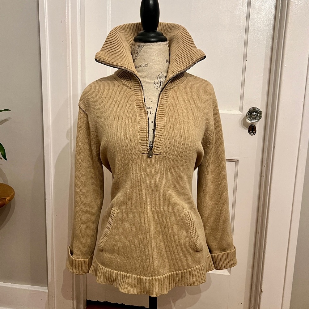 Vintage Liz clabourne quarter zip oversized Tan Women's Sweater